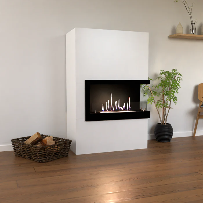 GLOW FIRE HALDEN RIGHT WHITE pastatomas biožidinys su apdaila GLOW FIRE HALDEN RIGHT WHITE built-in biofireplace with decoration - Image 1