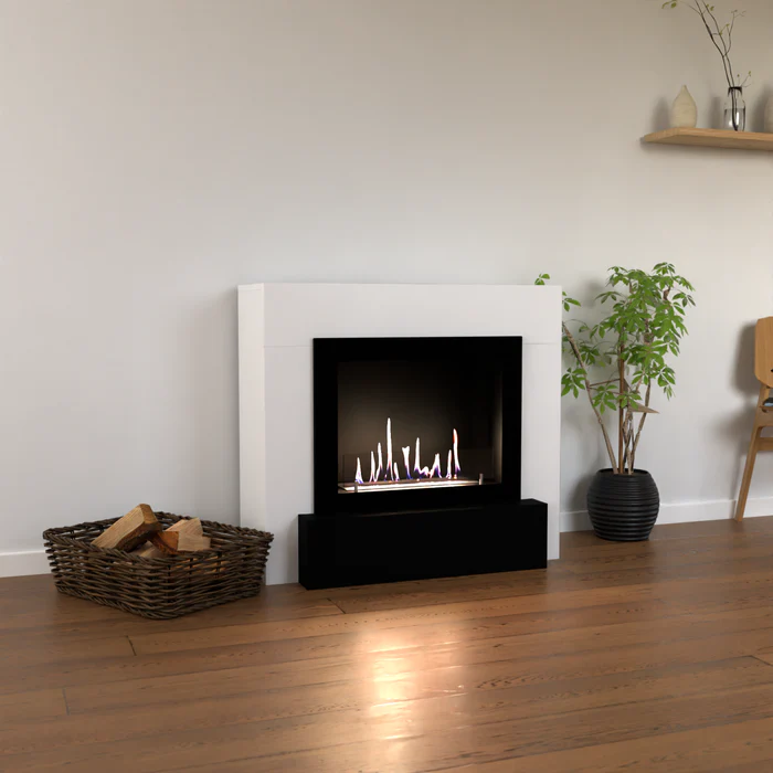 GLOW FIRE ODDA WHITE pastatomas biožidinys su apdaila GLOW FIRE ODDA pastatomas biožidinys su apdaila