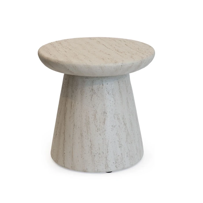HAPPY COCOONING SIDE TABLE ROUND TRAVERTINE lauko staliukas