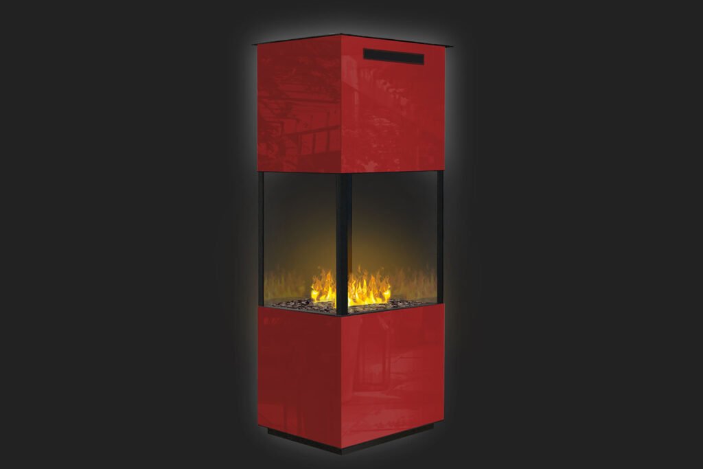 THE FLAME TOWER GLASS vandens garų židinys su tikroviška ugnies imitacija
