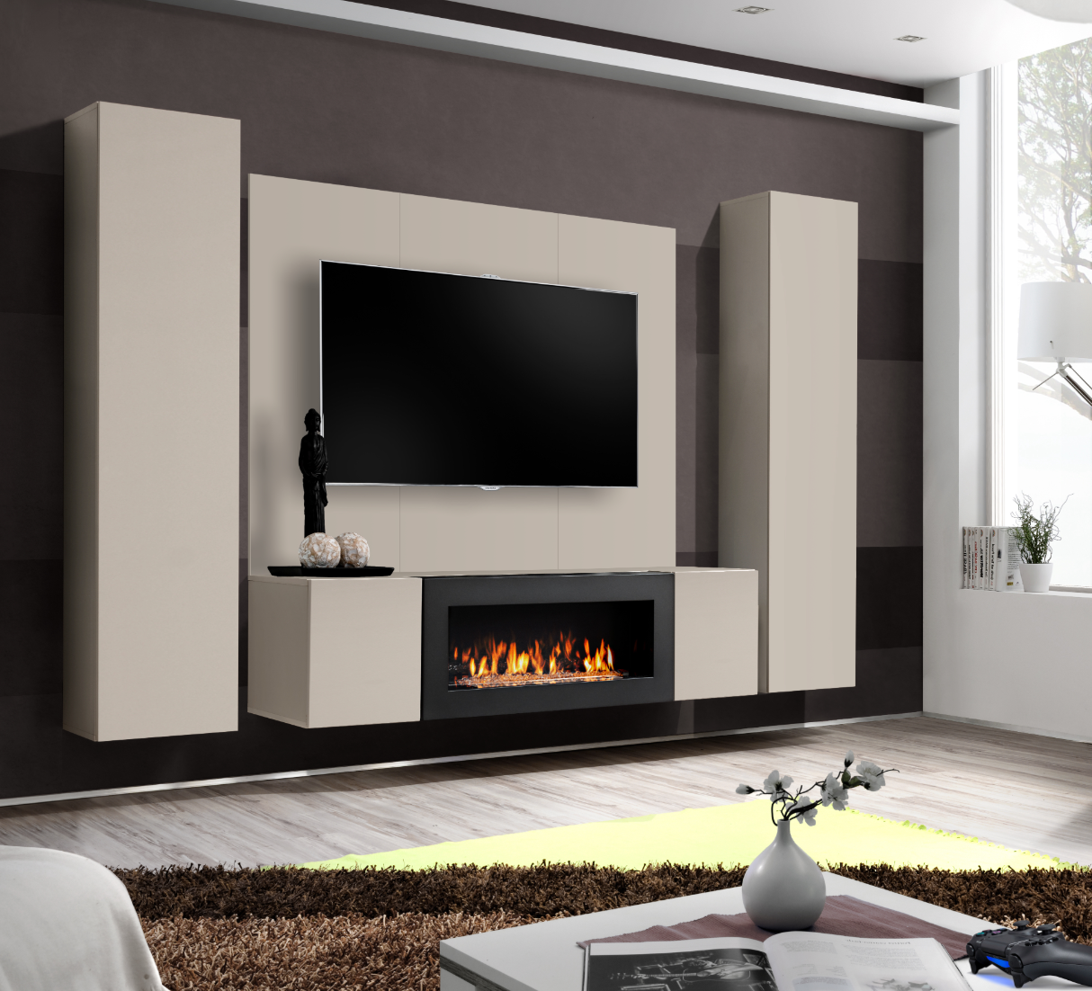 ASM CC FY M-P1 sekcija su biožidiniu ASM CC FY M-P1 wall unit with biofireplace - Image 1